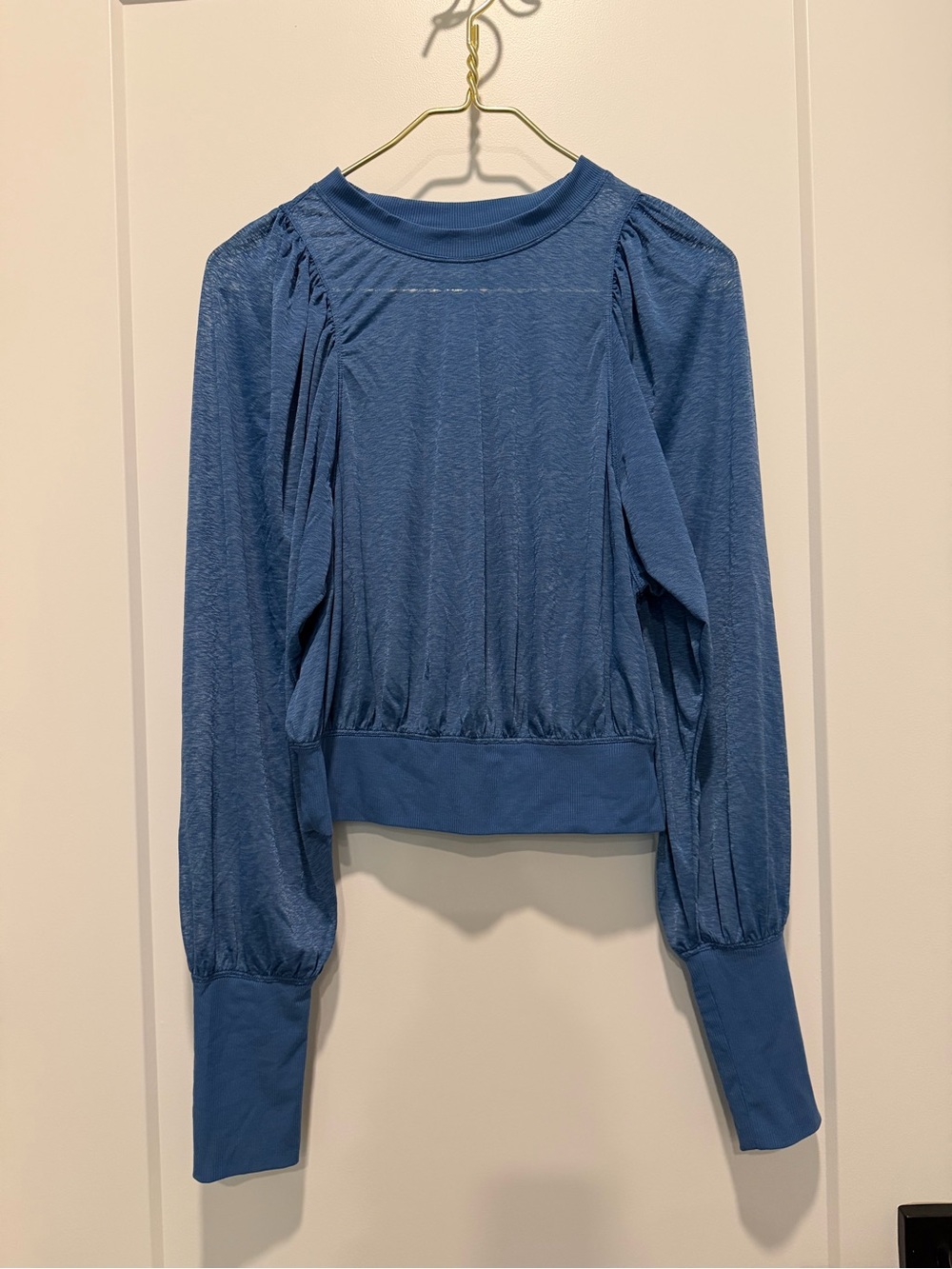 FP Movement by Free People Blue Long-Sleeve Gathered Waist Top - Picture 1 of 5